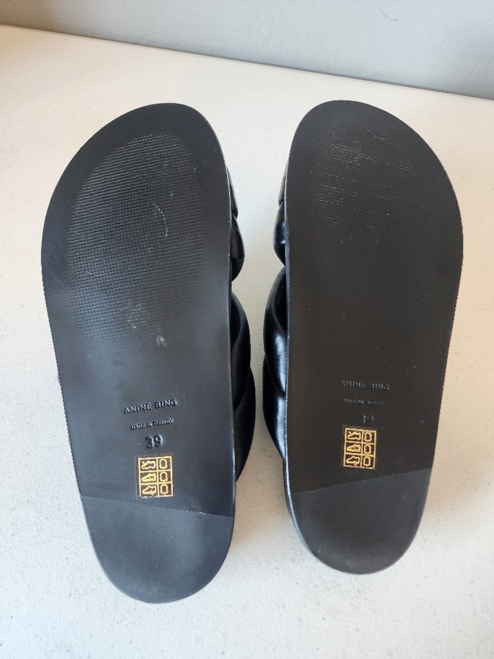 Anine Bing Black Emi Leather Slide Sandals - Picture 10 of 16